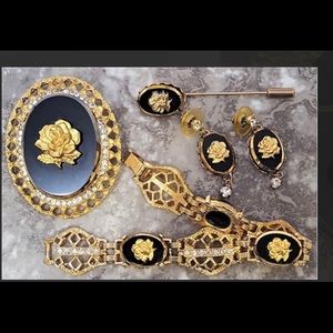 Vtg./Vtg. Inspired Black & Gold w/ CZ's Set